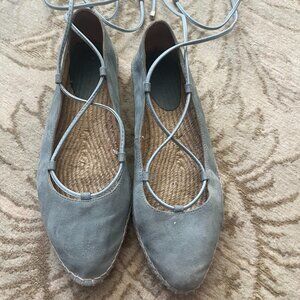 Omena light blue suede lace up espadrilles